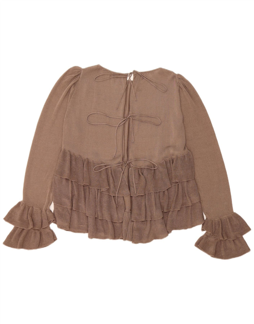 Top Zara da donna a maniche lunghe oversize a maniche lunghe UK 10 Small Marrone Colourblock