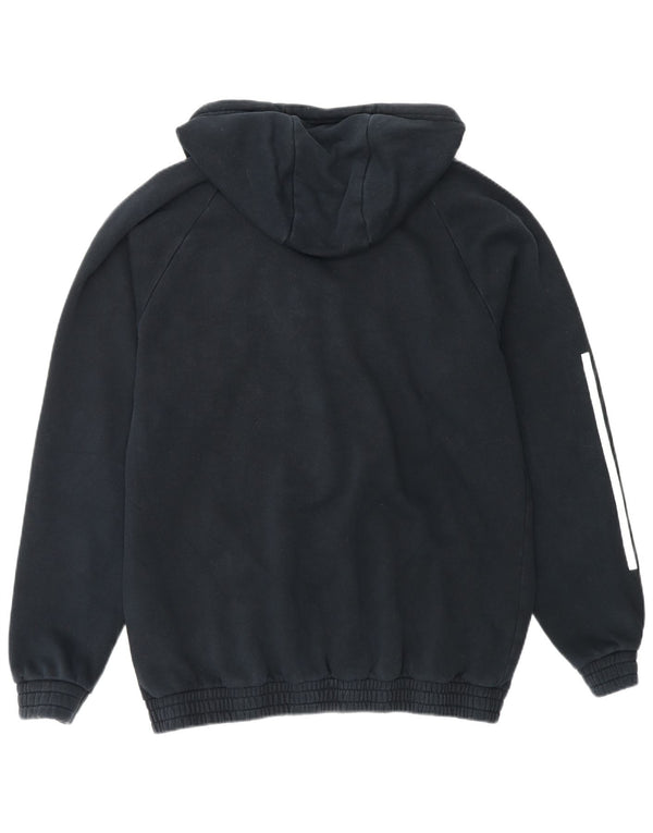 Maglione con cappuccio e zip da uomo Adidas UK 42/44 grande cotone blu navy