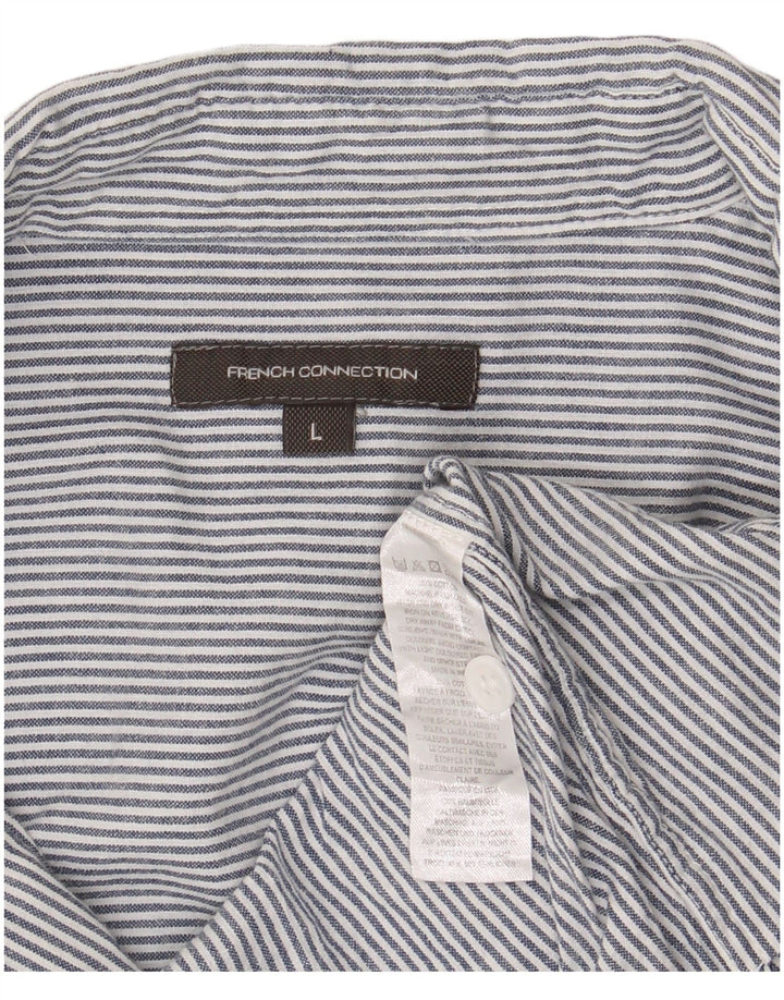 French Connection Camicetta da donna con maniche a 3/4 Top UK 16 Grandi strisce blu