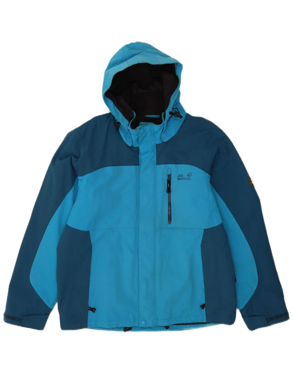 Giacca da sci con cappuccio da uomo Jack Wolfskin UK 40/42 Large Blue Colourblock