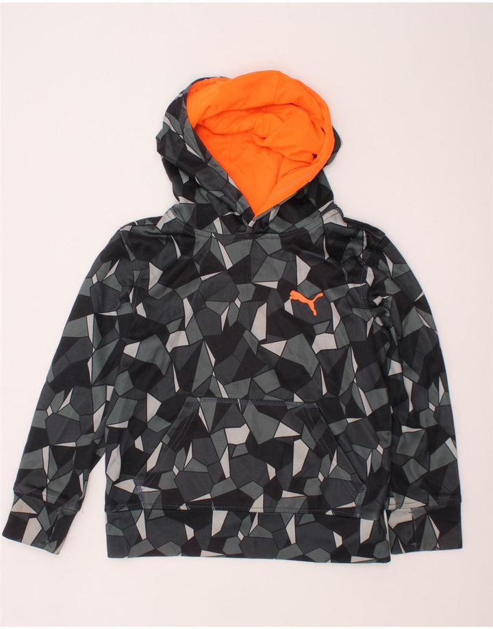 Felpa con cappuccio da bambino PUMA 7-8 anni Small in poliestere geometrico grigio