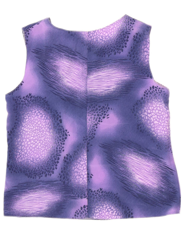 Top camicetta senza maniche vintage da donna IT 44 viola medio maculato