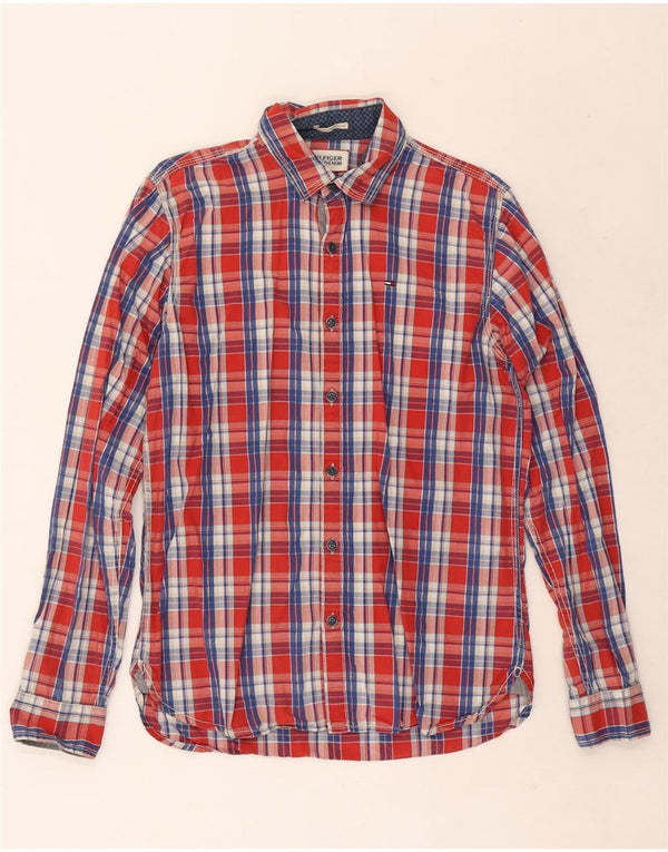 Camicia da uomo Tommy Hilfiger in cotone a quadri rossi piccoli