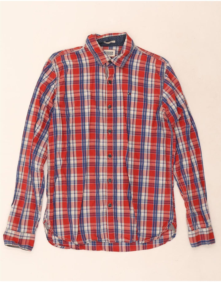 Camicia da uomo Tommy Hilfiger in cotone a quadri rossi piccoli