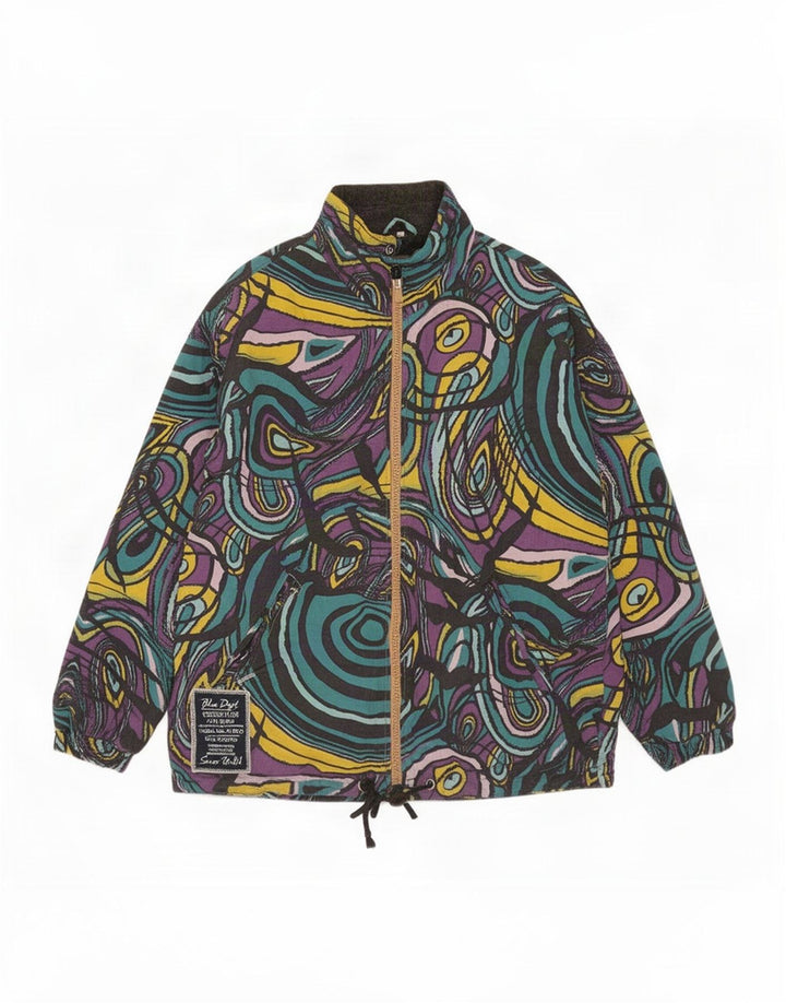 Giacca a vento vintage da uomo con motivo astratto UK 38 medio multicolore