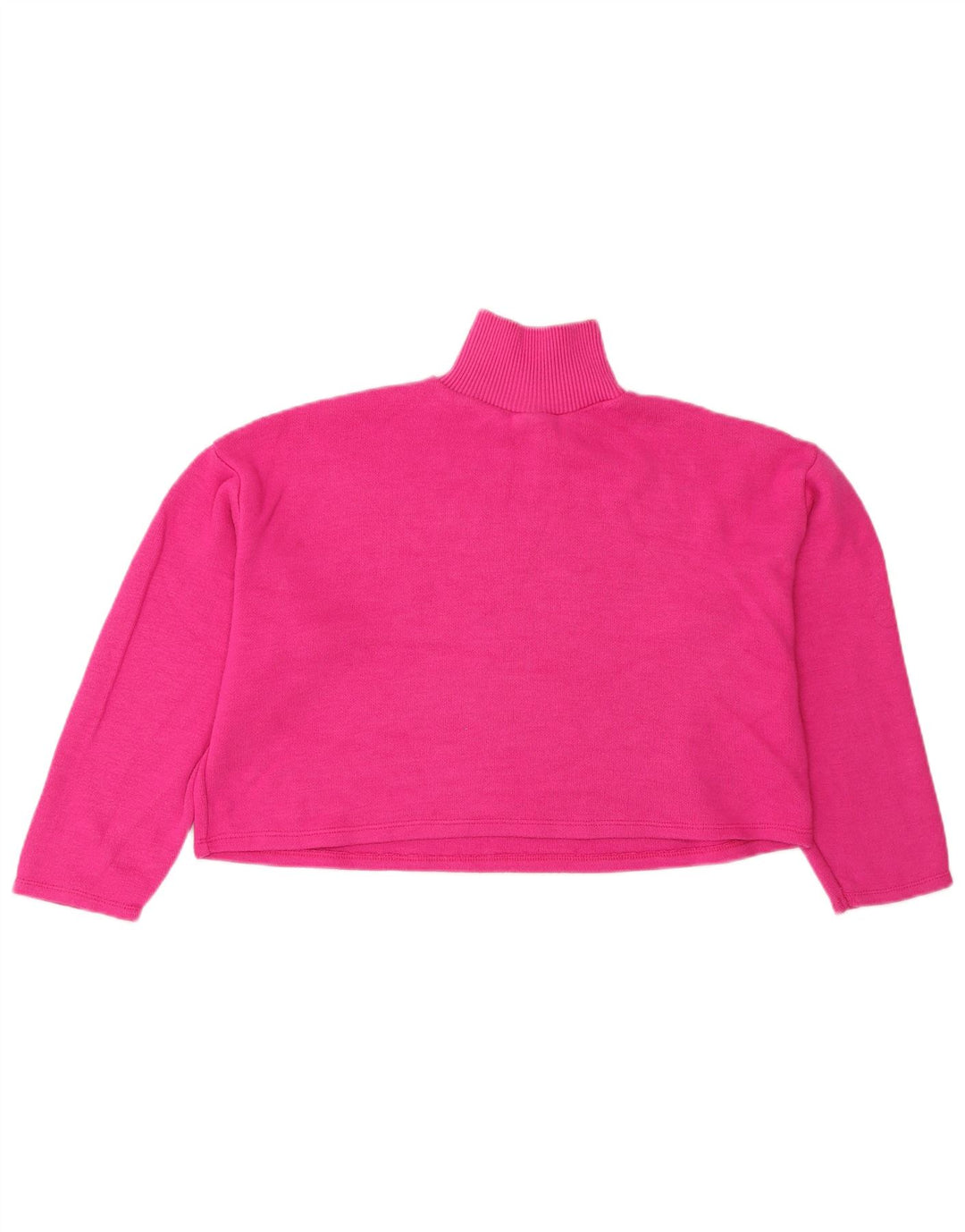 Zara Donna Maglione Corto Oversize con Collo Dolcevita UK 10 Piccolo Rosa