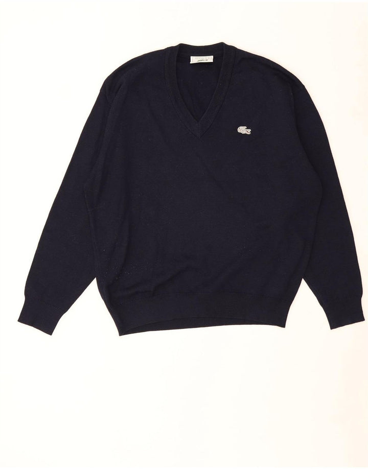 Maglione da uomo con scollo a V Lacoste taglia 5 grande in lana blu navy