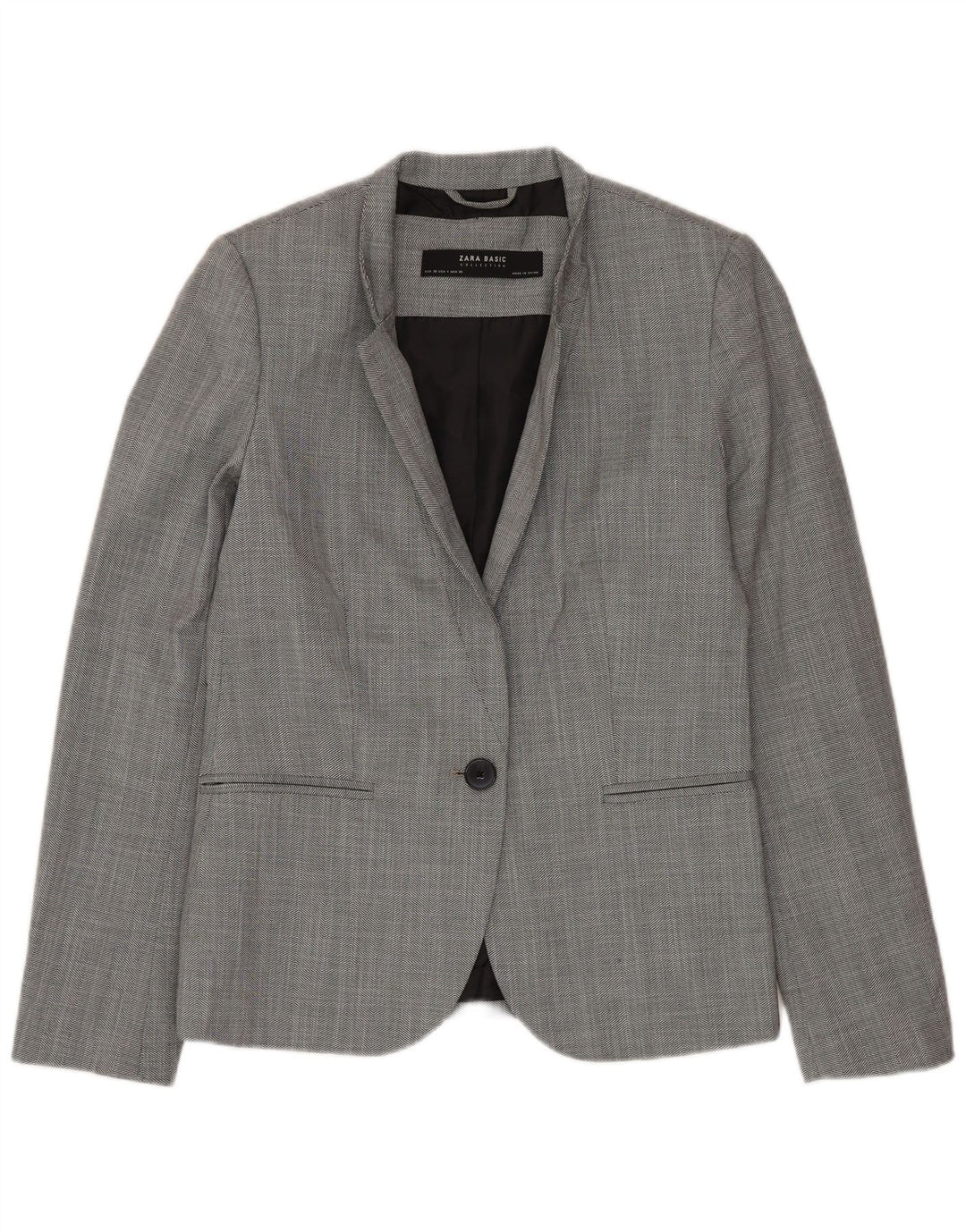 Giacca blazer a 1 bottone ZARA da donna EU 36 XS poliestere grigio