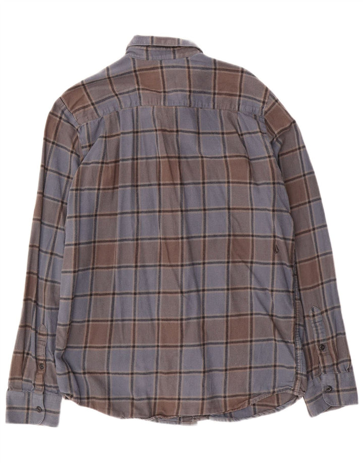 Volcom Camicia da uomo in flanella dal taglio moderno, grande cotone scozzese blu