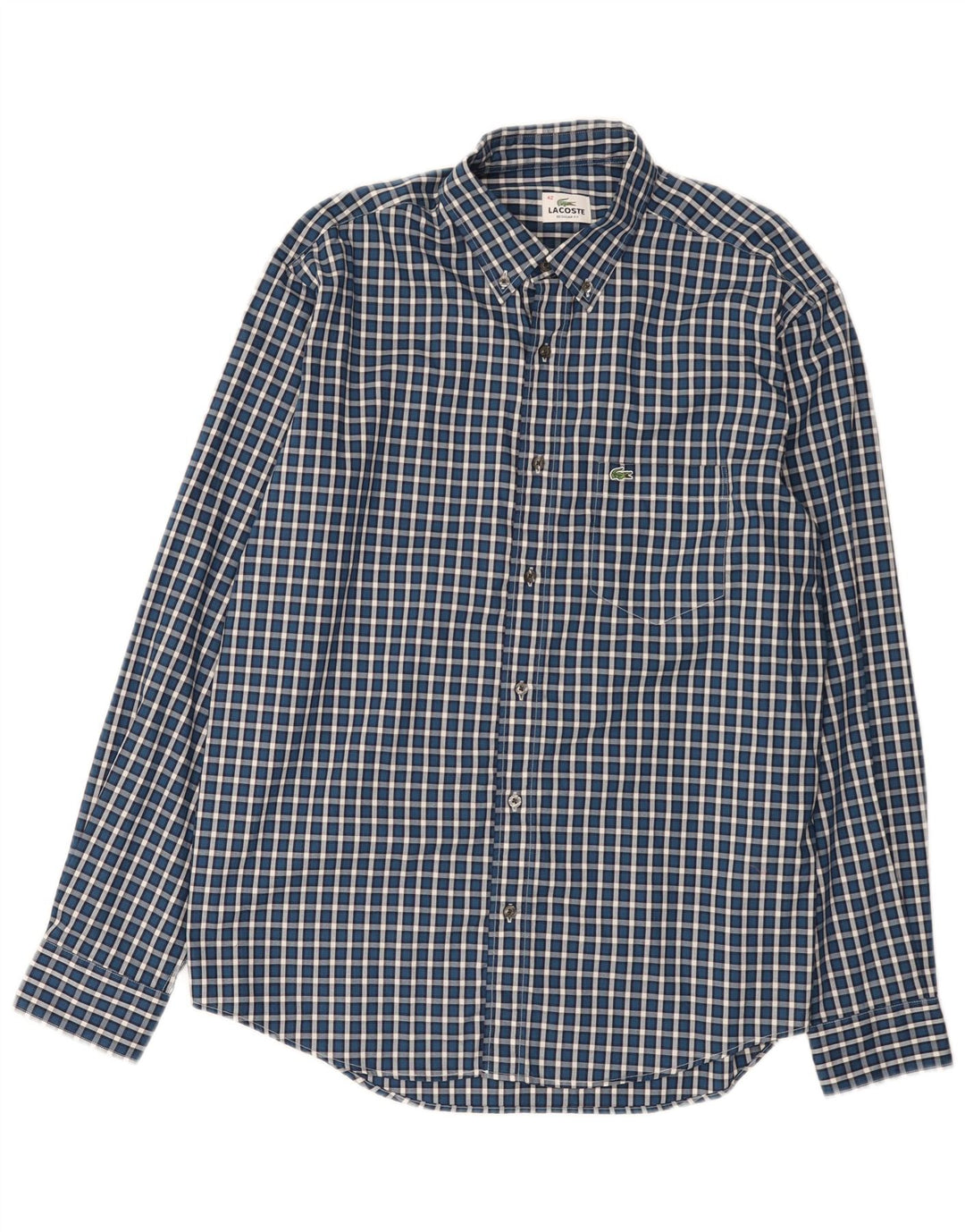 Camicia Lacoste da uomo vestibilità regolare taglia 42 grande cotone a quadri blu