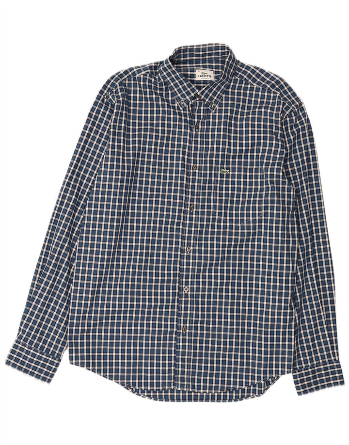Camicia Lacoste da uomo vestibilità regolare taglia 42 grande cotone a quadri blu