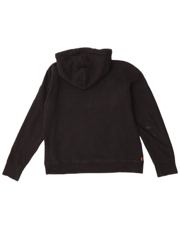 Felpa con cappuccio grafica da donna Superdry UK 14 grande cotone nero