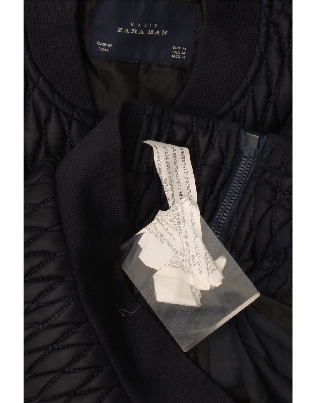 Giacca trapuntata bomber da uomo Zara UK 38 poliestere blu navy medio