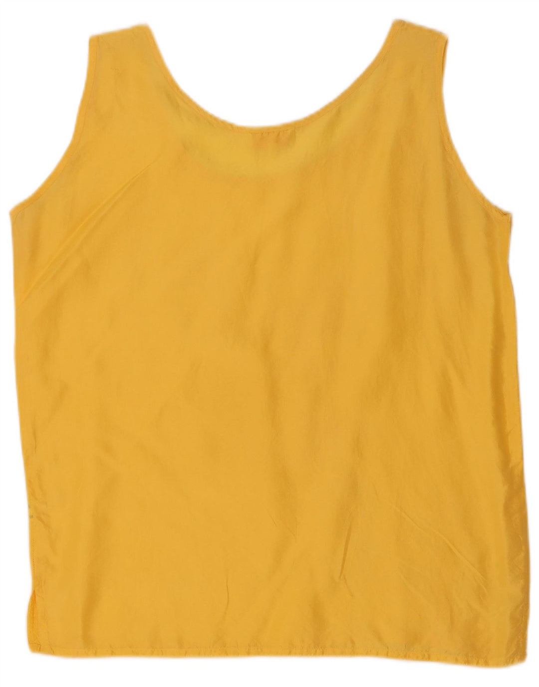 Top camicetta senza maniche vintage da donna UK 14 seta gialla media