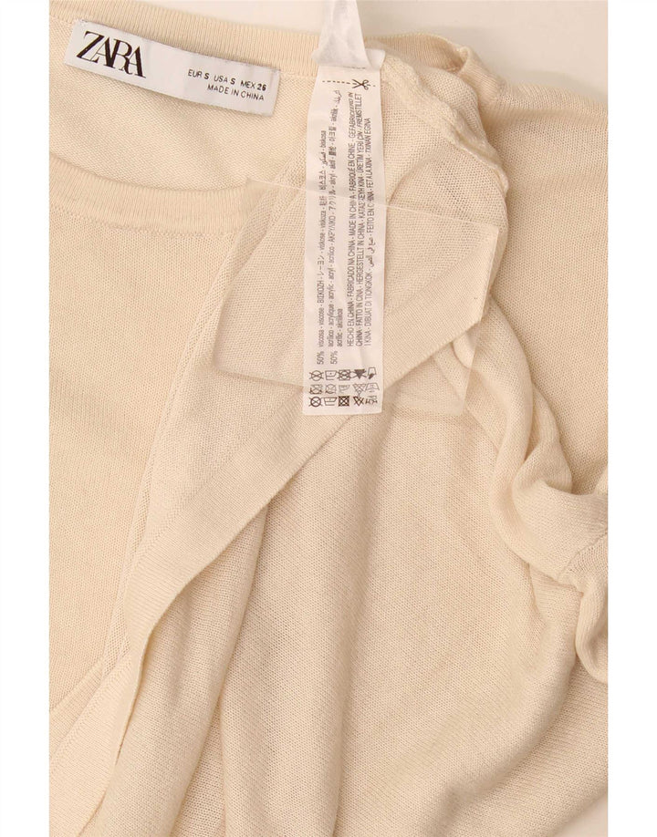 T-shirt oversize da donna Zara Top UK 10 Small in viscosa bianco sporco