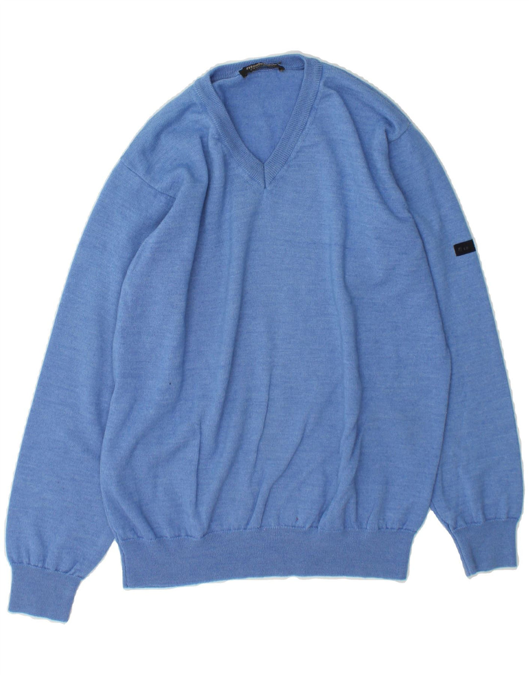 MONTE CARLO Mens V-Neck Jumper Sweater Medium Blue Acrylic Vintage Monte Carlo and Second-Hand Monte Carlo from Messina Hembry 