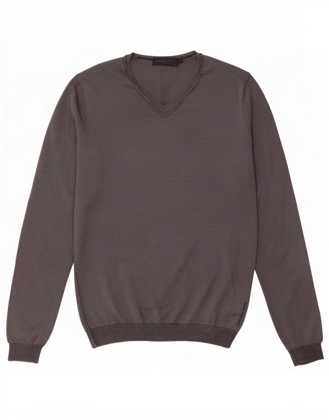 Maglione maglione con scollo a V da uomo Calvin Klein Jeans in lana grigio medio