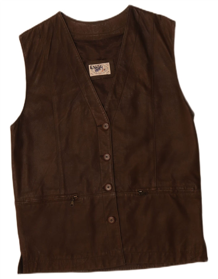 Gilet in pelle da donna Roxy EU 38 in pelle marrone medio