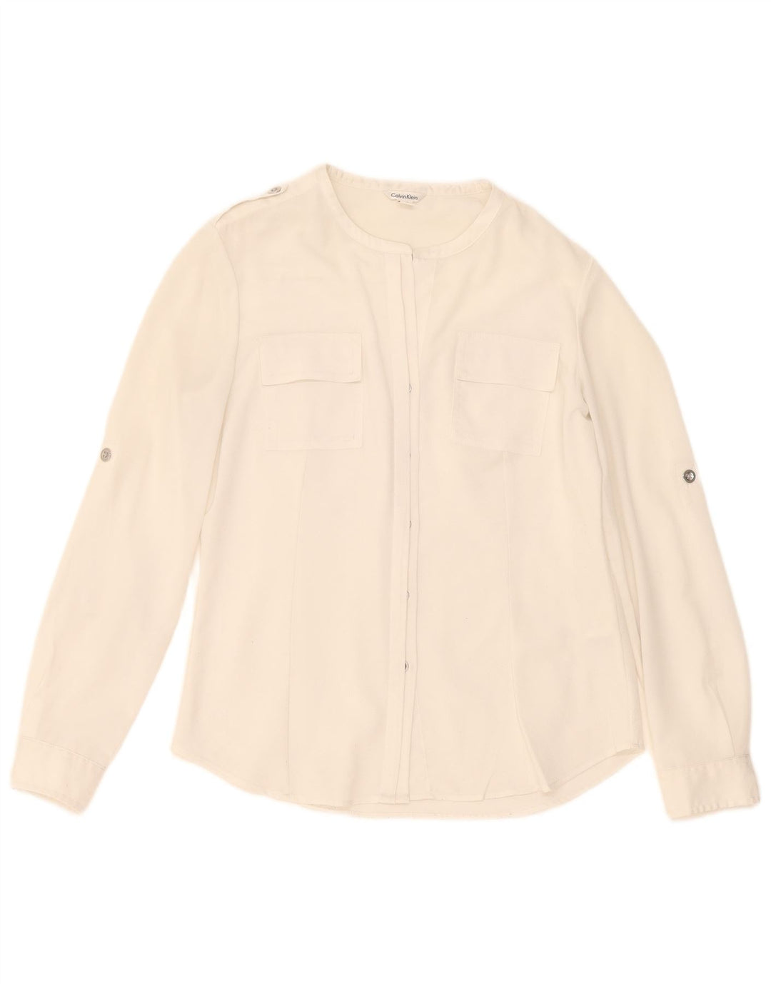 Camicetta camicia da donna Calvin Klein UK 10 piccola poliestere bianco