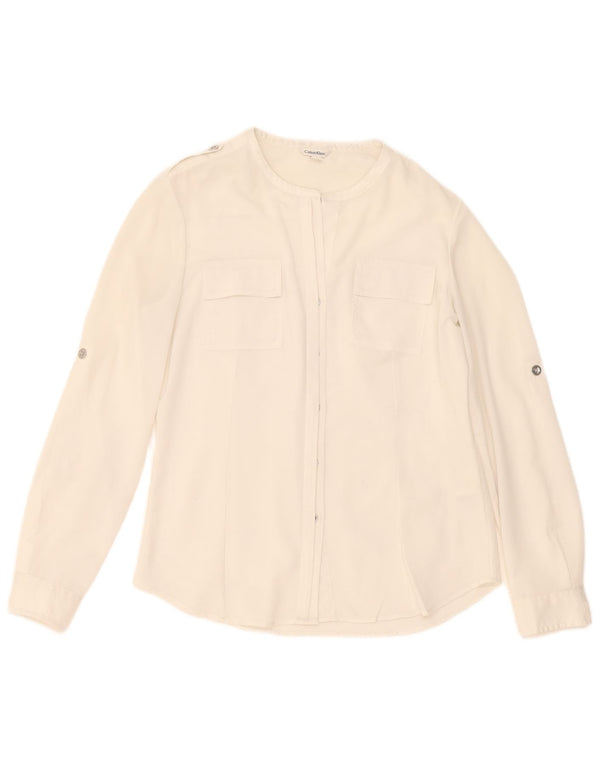 Camicetta camicia da donna Calvin Klein UK 10 piccola poliestere bianco