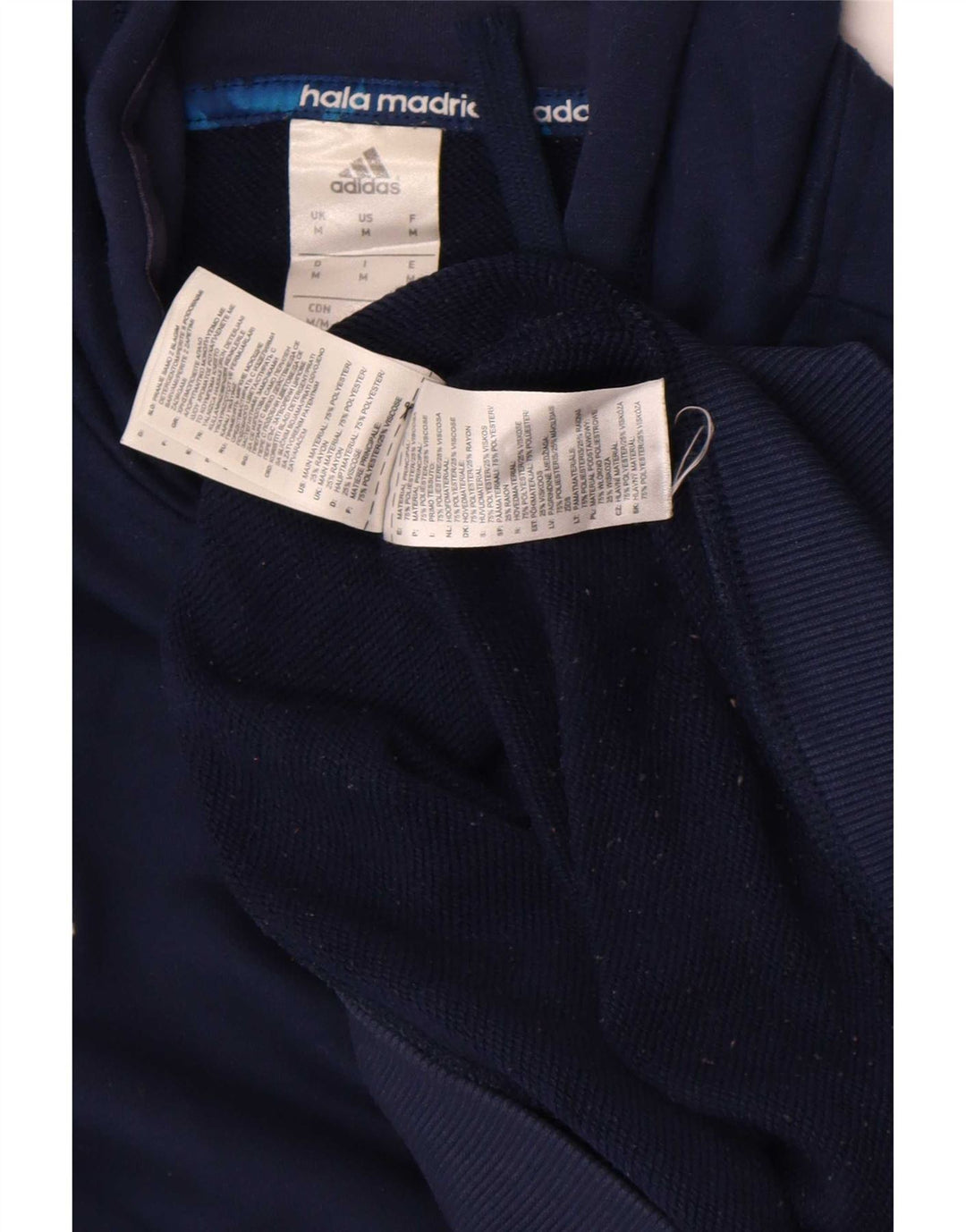 Felpa con cappuccio da uomo Adidas Real Madrid, media, blu navy, in poliestere