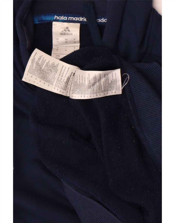 Felpa con cappuccio da uomo Adidas Real Madrid, media, blu navy, in poliestere