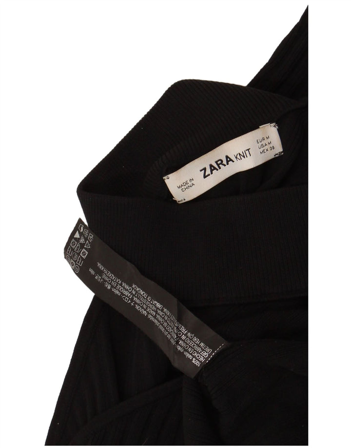 Top corto monospalla da donna Zara UK 12 nylon nero medio