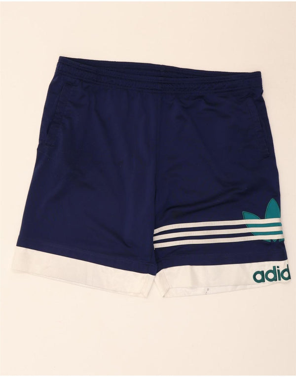 Pantaloncini sportivi grafici da uomo Adidas Large in poliestere color block blu navy