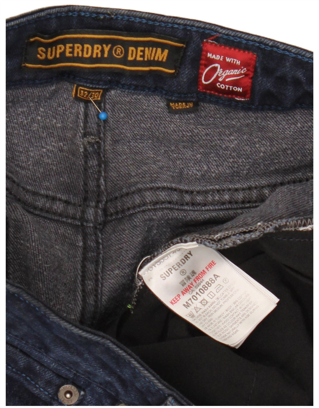 Jeans slim da uomo Superdry W32 L30 cotone blu navy