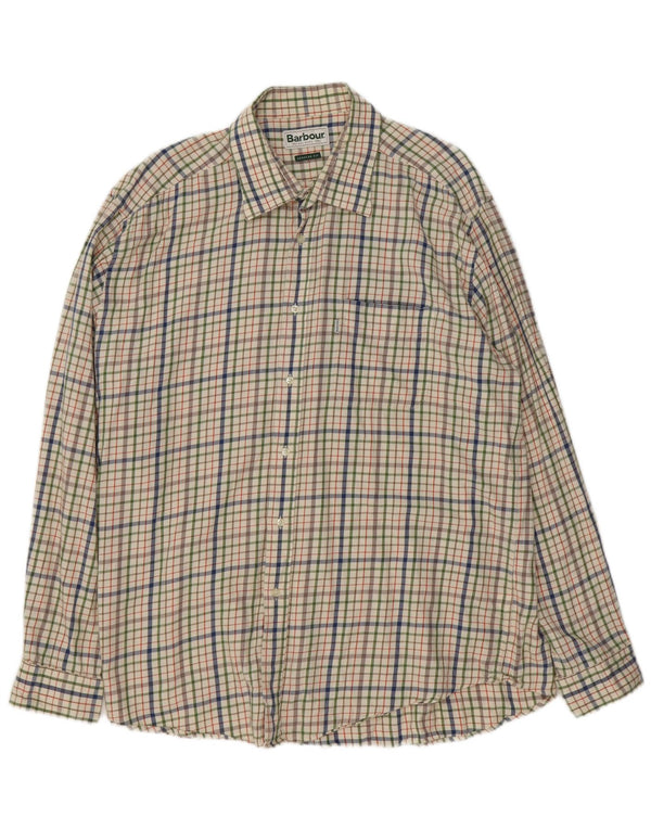 BARBOUR Mens Regular Fit Flannel Shirt 2XL Green Check Cotton