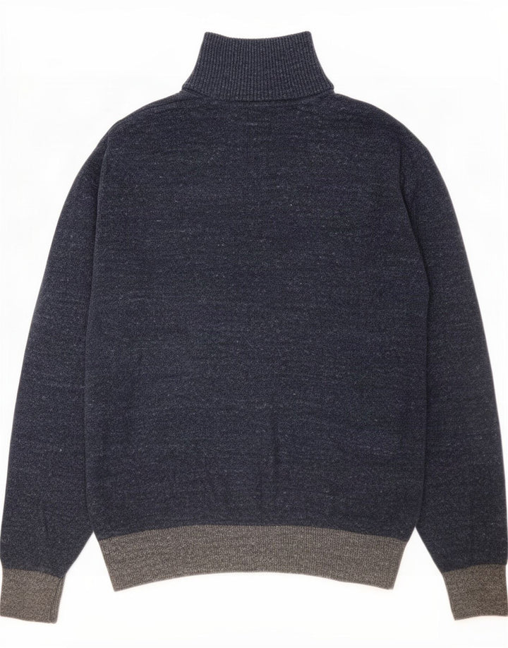 Maglione da uomo Gap con collo a bottoni, cotone color block medio blu navy