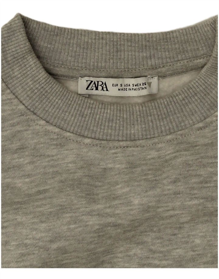 Felpa corta oversize da donna Zara UK 10 piccola grigia screziata