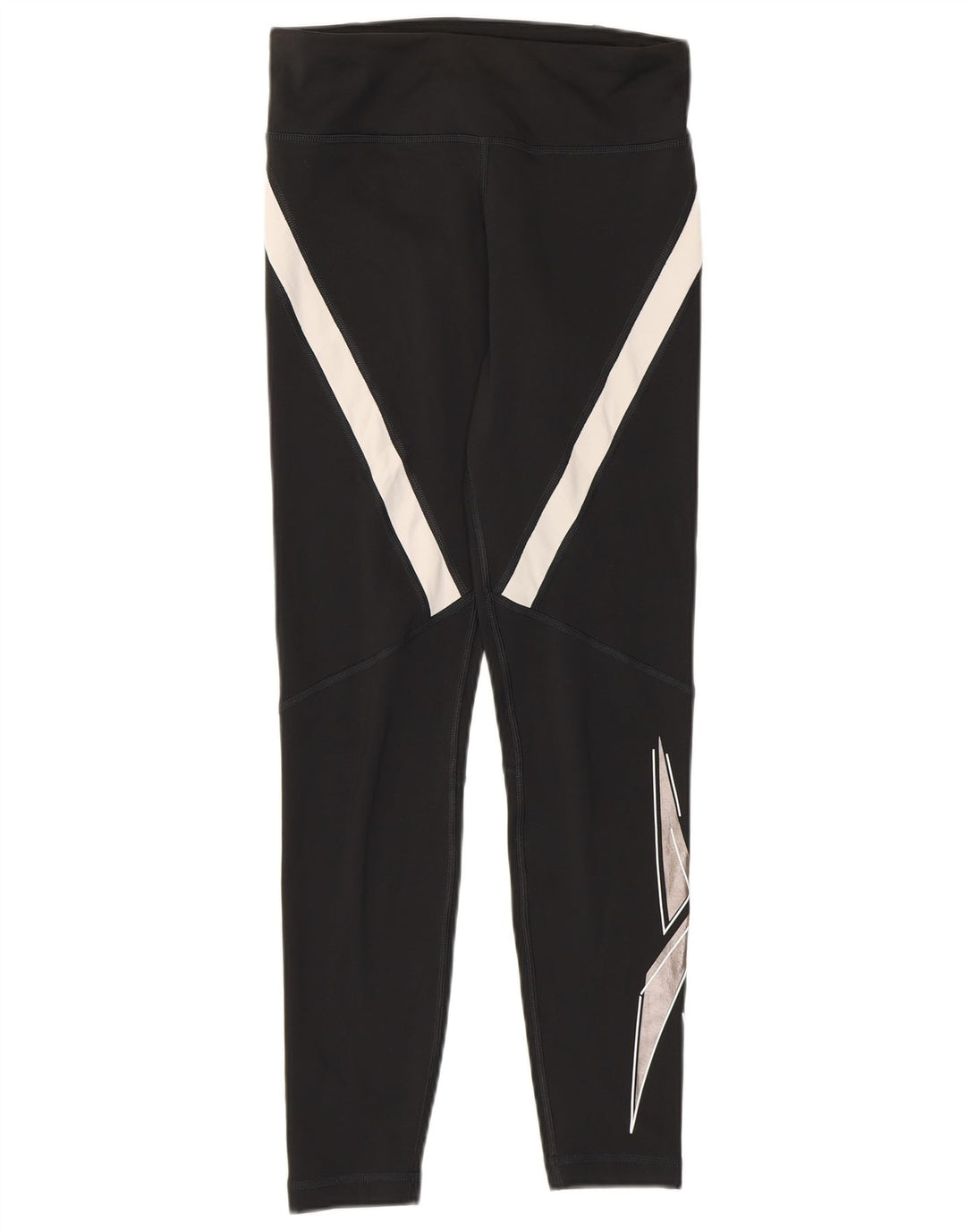 Leggings Reebok Speed Wick da donna UK 8/10 Small Nero Poliestere Colourblock