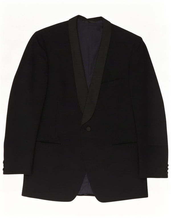 San Remo Mens 1 Button Blazer Jacket IT 50 Large Black Virgin Wool