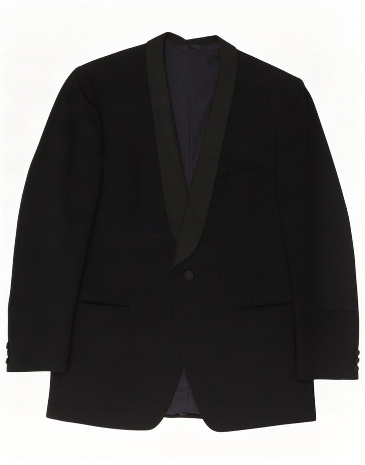 San Remo Giacca blazer a 1 bottone da uomo IT 50 Large Lana vergine nera