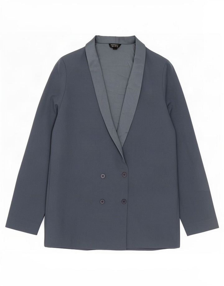 Giacca blazer doppiopetto da donna Topshop UK 10 piccola poliestere blu