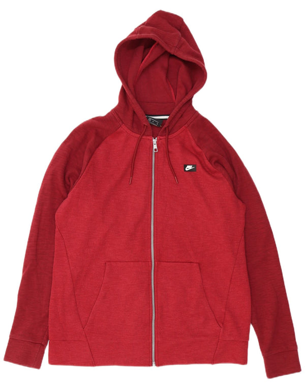 Felpa con cappuccio e zip Nike da uomo in cotone color block bordeaux medio
