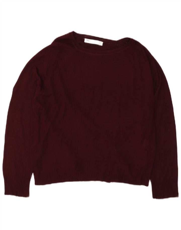 Maglione Zara da donna con scollo a barca UK 14 Viscosa marrone medio medio