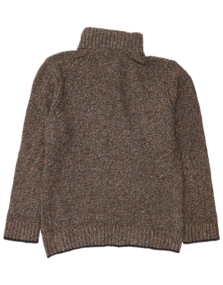 Maglione da uomo con collo abbottonato Fat Face, piccolo cotone verde screziato