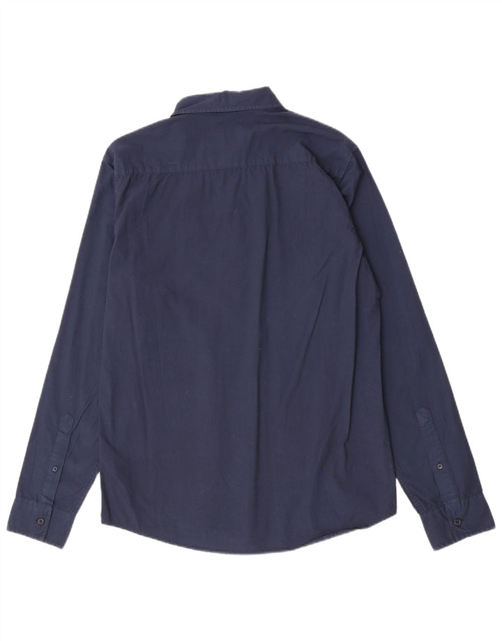 Camicia da uomo Schott Large in cotone blu navy