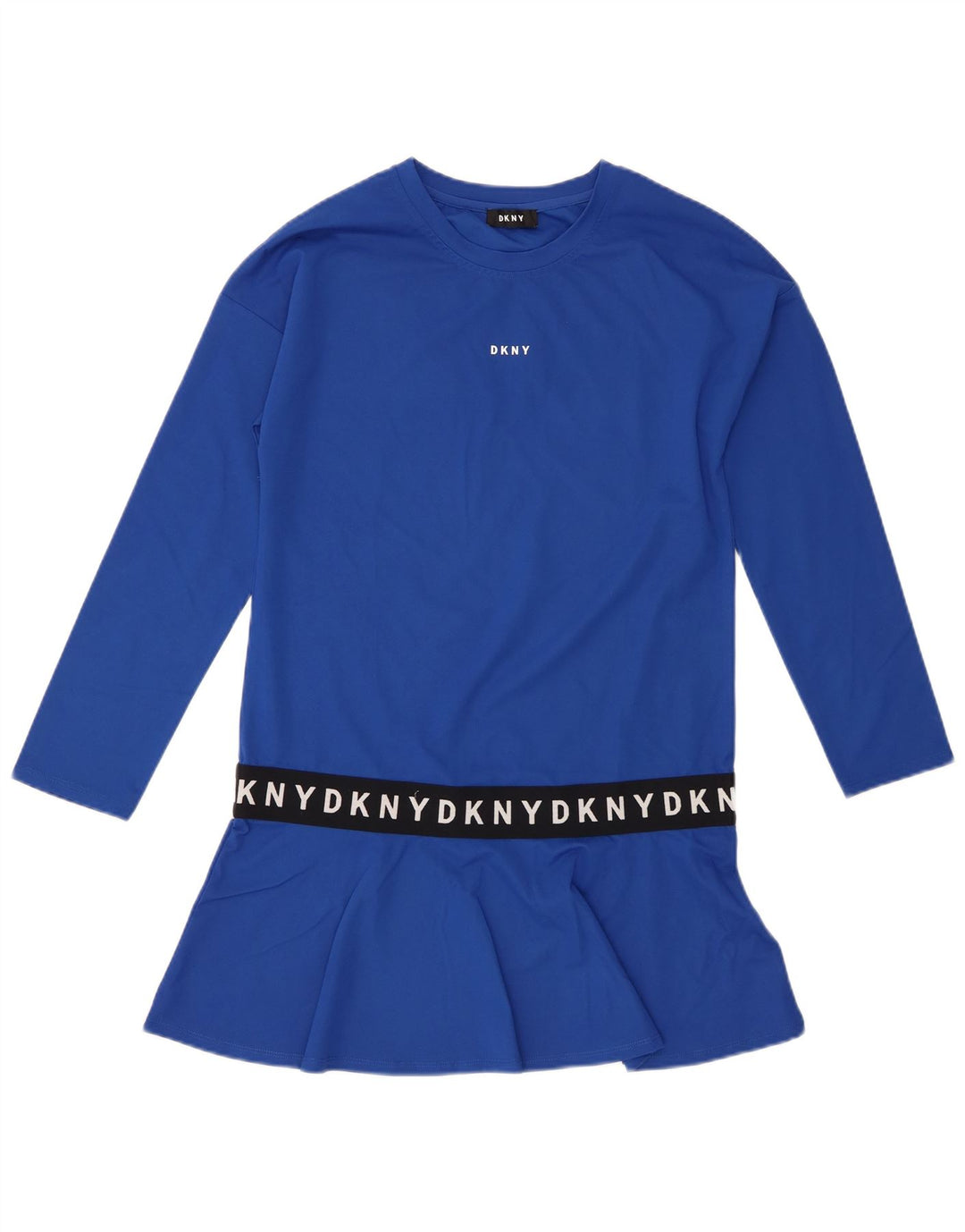 Dkny Top tunica a maniche lunghe con grafica da donna UK 14 Viscosa blu medio