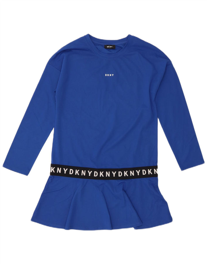 Dkny Top tunica a maniche lunghe con grafica da donna UK 14 Viscosa blu medio