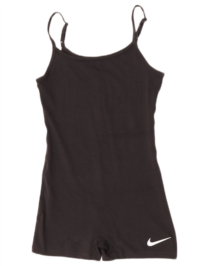 Tutina corta senza maniche da donna Nike UK 4 XS cotone nero