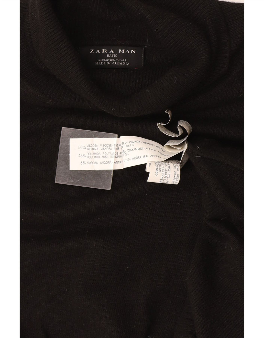 Maglione Zara da uomo a collo alto XL in viscosa nera