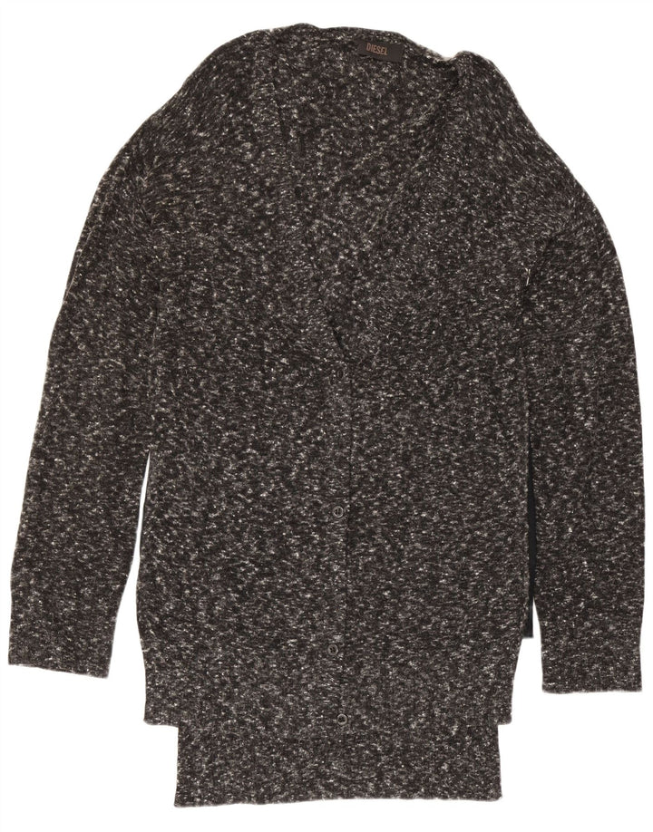 Maglione cardigan oversize lungo da donna Diesel UK 10 piccolo grigio chiazzato