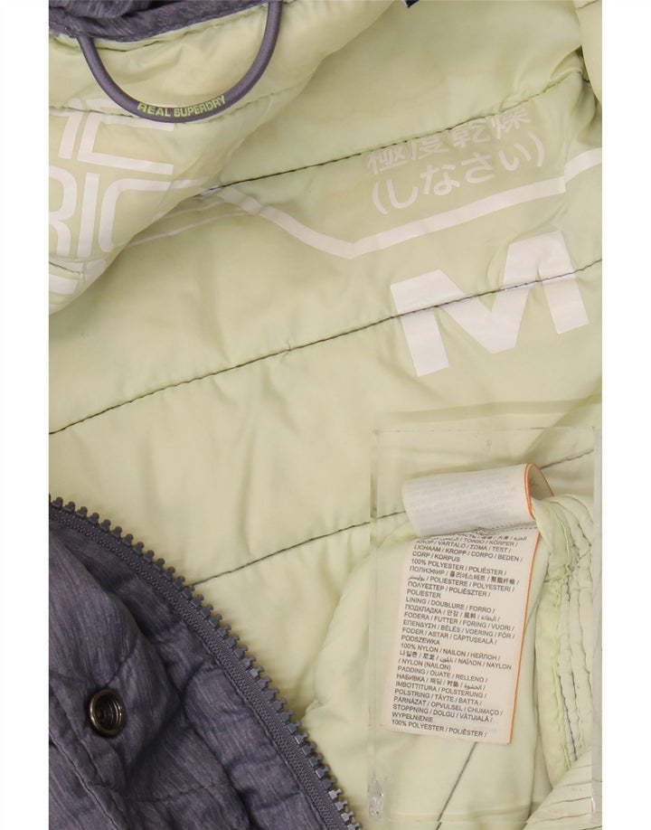 Giacca imbottita con cappuccio da donna SUPERDRY UK 12 medio poliestere blu navy