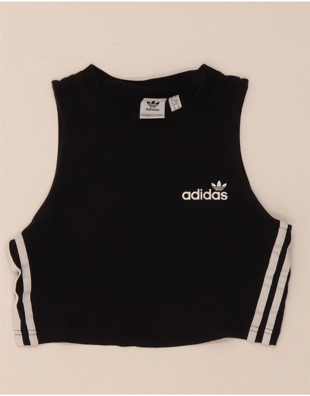 Canottiera grafica da donna Adidas UK 10 piccola in cotone nero