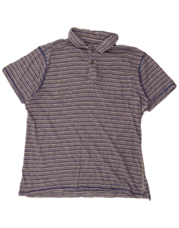 Polo da uomo Weird Fish XL in cotone gessato blu navy