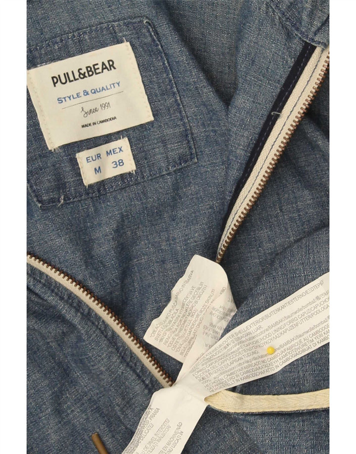 Bomber con cappuccio da uomo Pull & Bear UK 38 Cotone blu medio