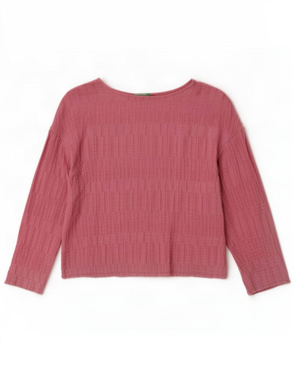 Camicetta a maniche lunghe corta da donna Benetton UK 14 Rosa medio
